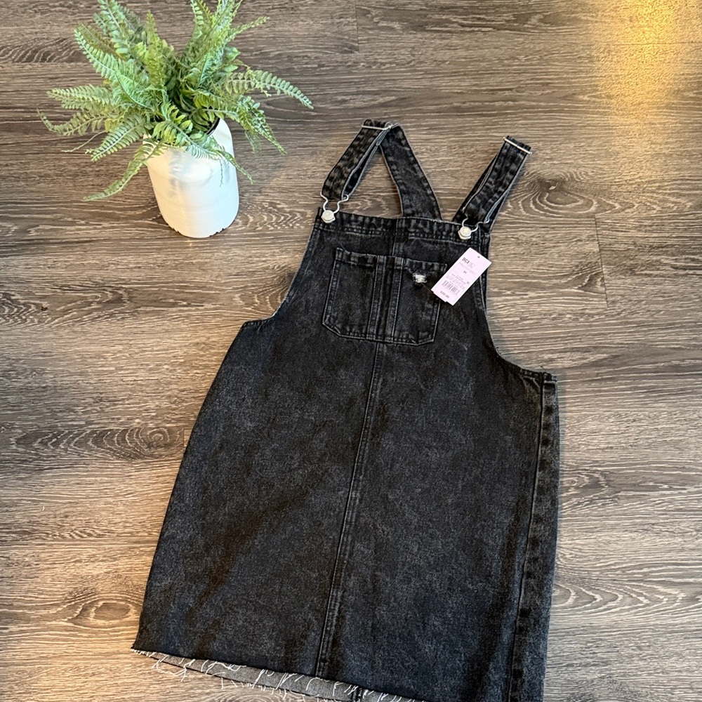 Classic Black Denim Overall Dress